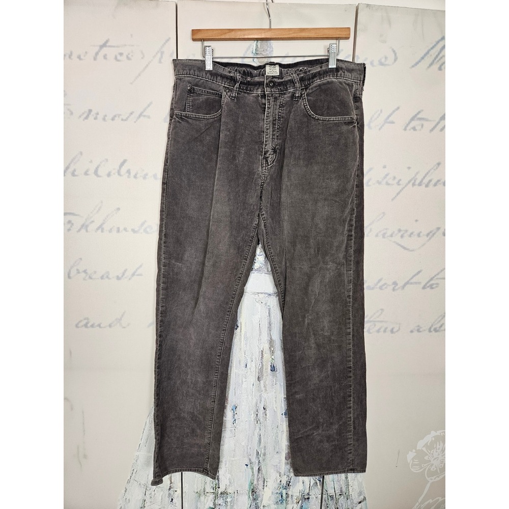 J.Crew Mens 33x32 Straight Leg Corduroy Pants Charcoal Gray 100% Cotton 5-Pocket